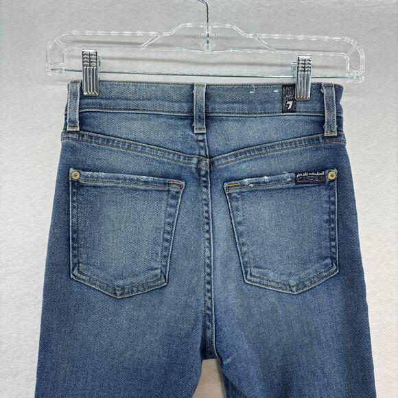 7 for all Mankind the High Waist Super Skinny Jean Silver Glitter Stripe size 24 - Picture 7 of 15